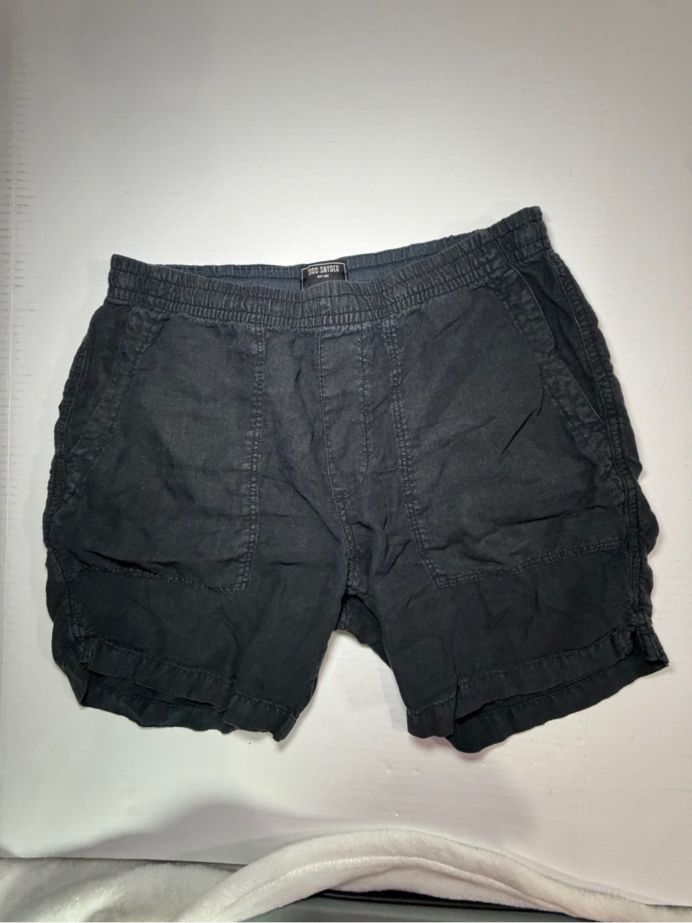 Todd Snyder Black linen Drawstring Patch-Pocket Shorts